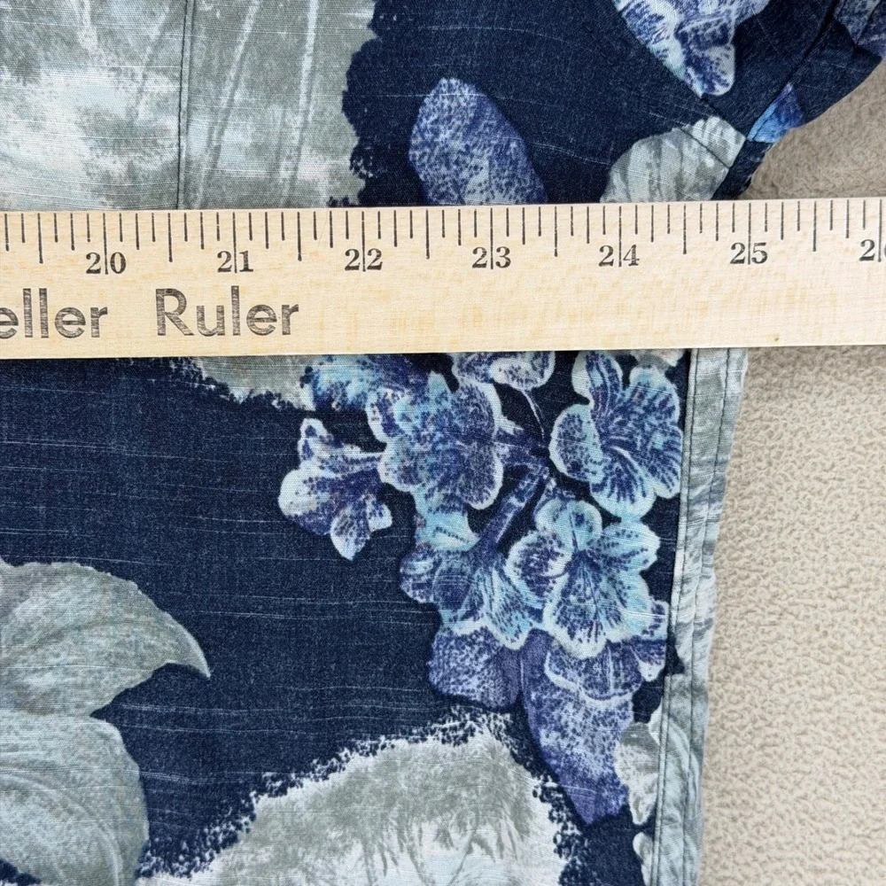 Tommy Bahama Mens XL Short Sleeve Button Down‎ Shirt Floral Print Blue Green
